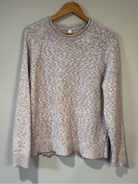 Lululemon Women's L Marled Grey Pink Crewneck Pullover Sweater Boxy Fit Raglan